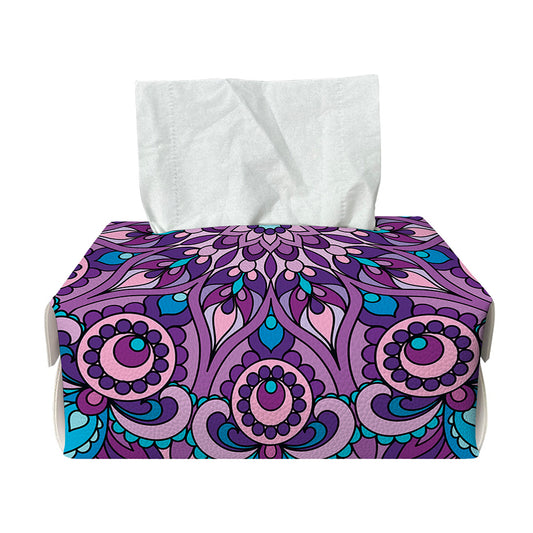 Purple And Blue Mandala Print Rectangle Tissue Box Cover