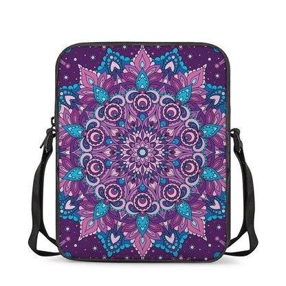 Purple And Blue Mandala Print Rectangular Crossbody Bag