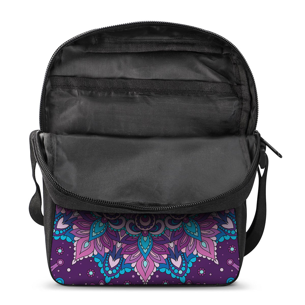 Purple And Blue Mandala Print Rectangular Crossbody Bag