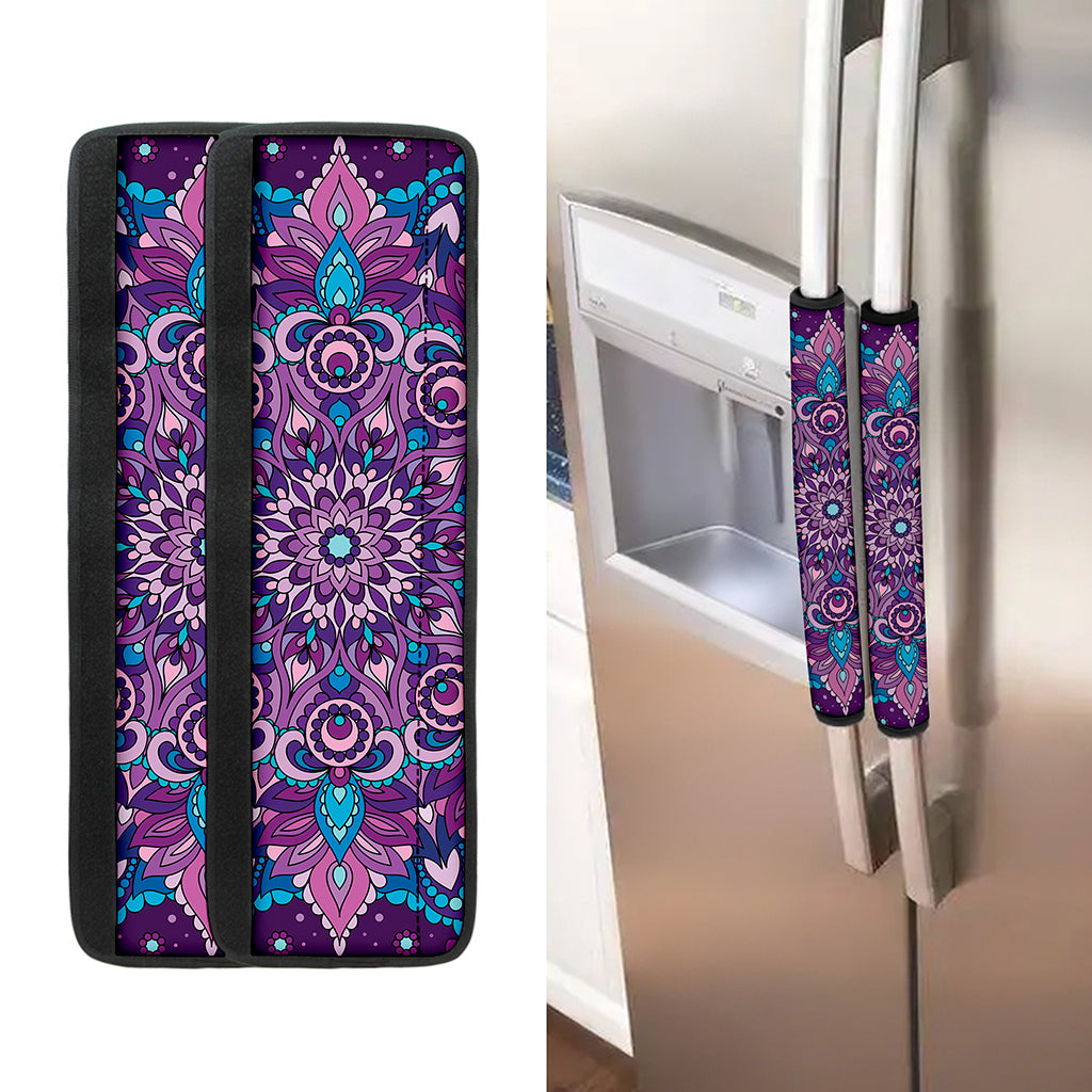Purple And Blue Mandala Print Refrigerator Handle Covers