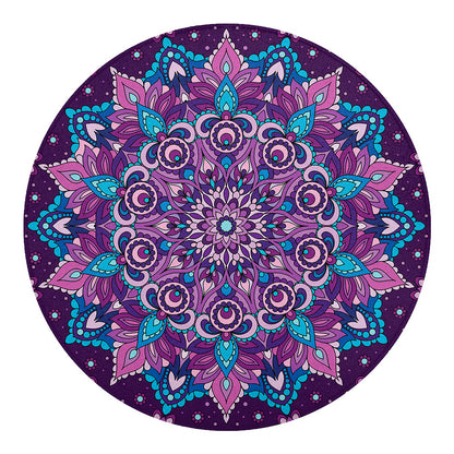 Purple And Blue Mandala Print Round Blanket