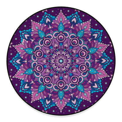 Purple And Blue Mandala Print Round Floor Mat