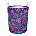 Purple And Blue Mandala Print Round Laundry Basket