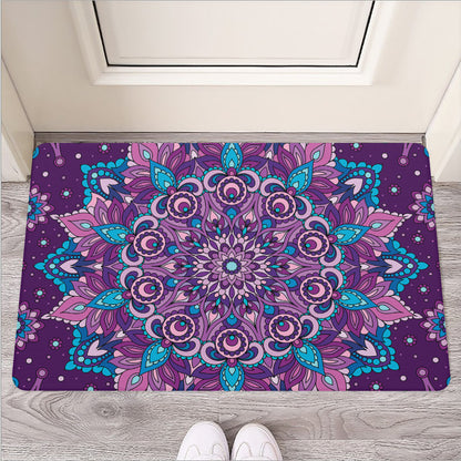 Purple And Blue Mandala Print Rubber Doormat
