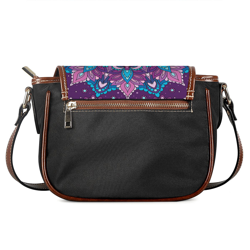 Purple And Blue Mandala Print Saddle Bag