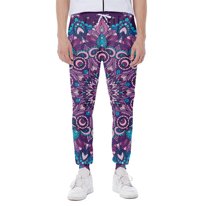 Purple And Blue Mandala Print Scuba Joggers