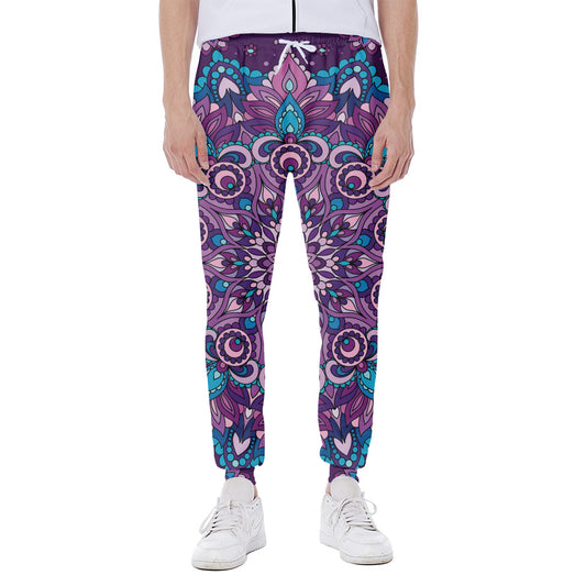 Purple And Blue Mandala Print Scuba Joggers