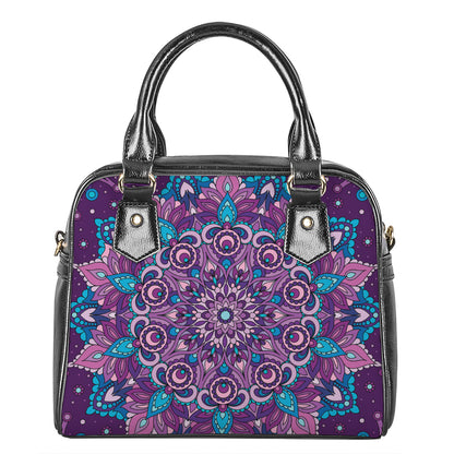 Purple And Blue Mandala Print Shoulder Handbag