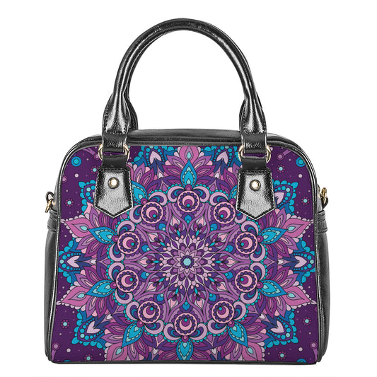 Purple And Blue Mandala Print Shoulder Handbag