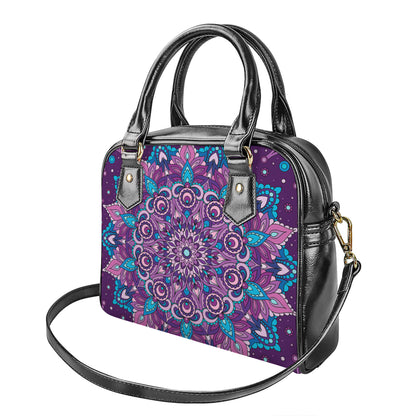 Purple And Blue Mandala Print Shoulder Handbag