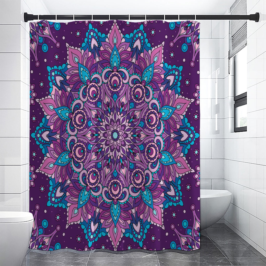 Purple And Blue Mandala Print Shower Curtain