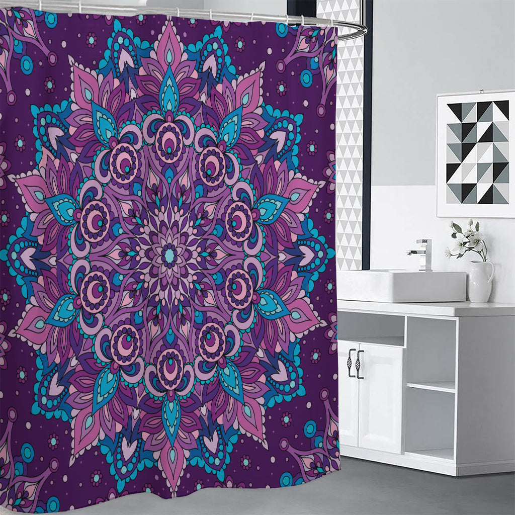 Purple And Blue Mandala Print Shower Curtain