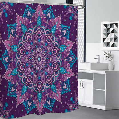 Purple And Blue Mandala Print Shower Curtain