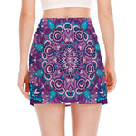Purple And Blue Mandala Print Side Slit Mini Skirt