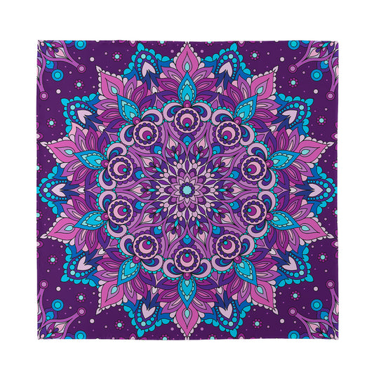 Purple And Blue Mandala Print Silk Bandana
