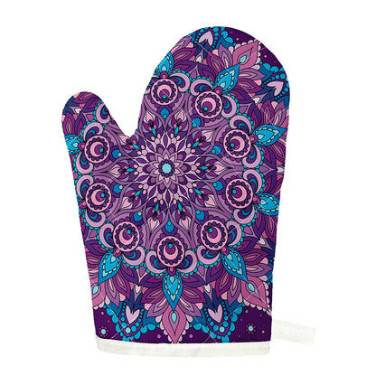 Purple And Blue Mandala Print Single Oven Mitt
