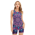 Purple And Blue Mandala Print Sleeveless One Piece Swimsuit