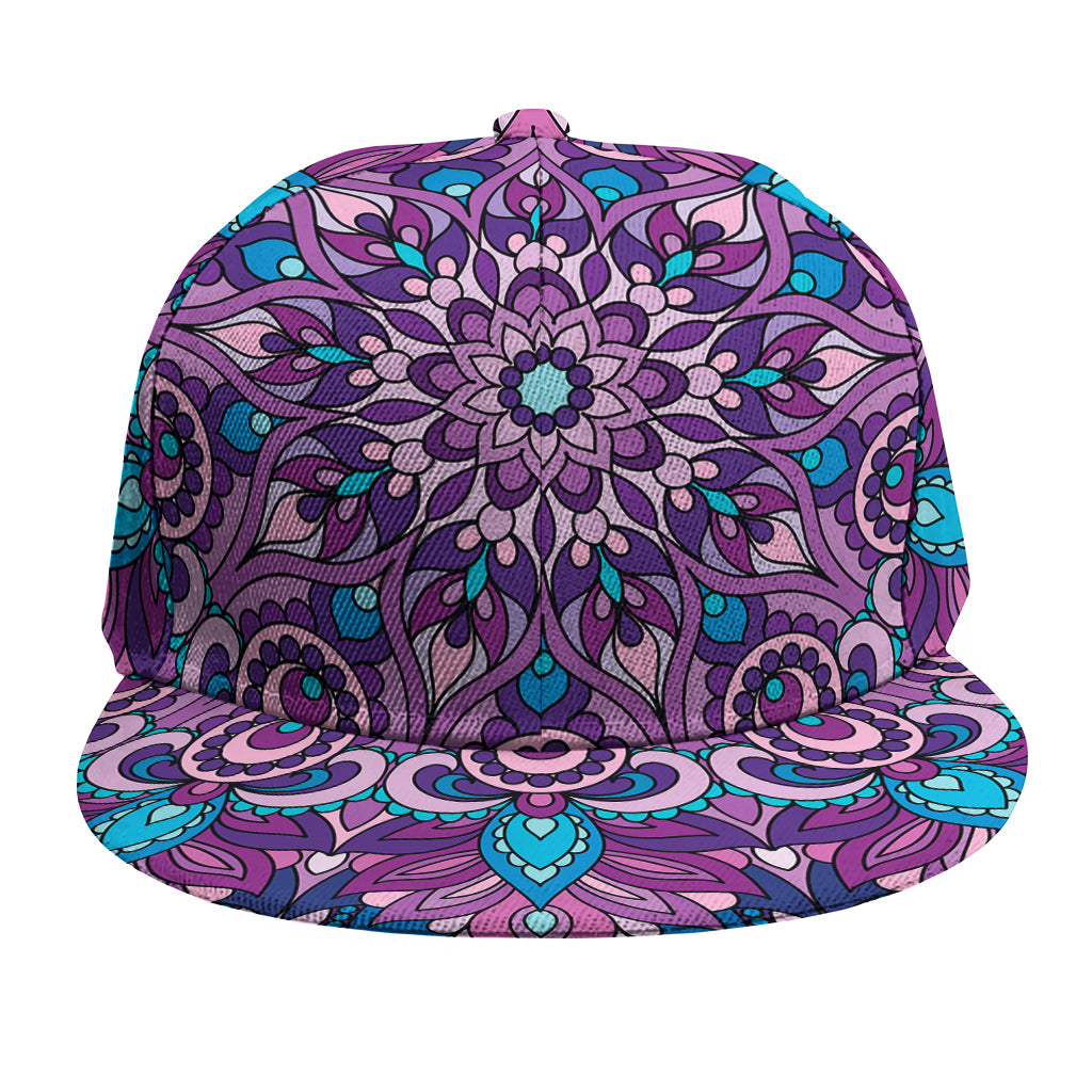 Purple And Blue Mandala Print Snapback Cap