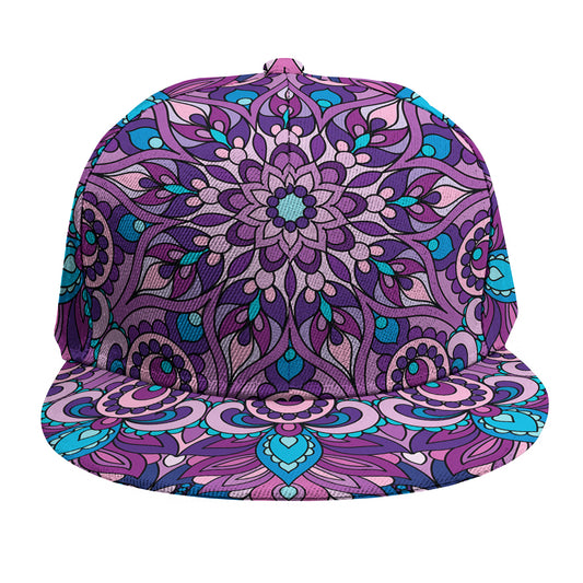 Purple And Blue Mandala Print Snapback Cap