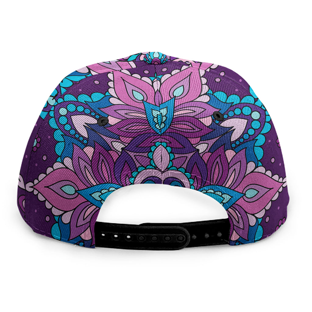 Purple And Blue Mandala Print Snapback Cap