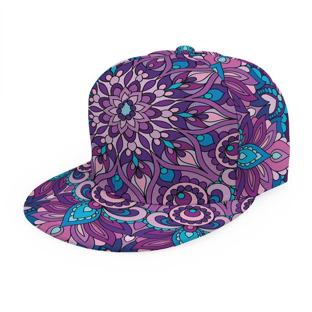 Purple And Blue Mandala Print Snapback Cap