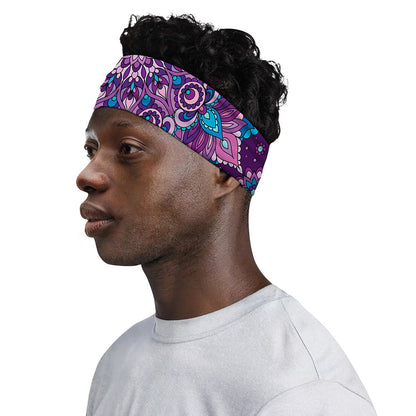 Purple And Blue Mandala Print Sports Headband