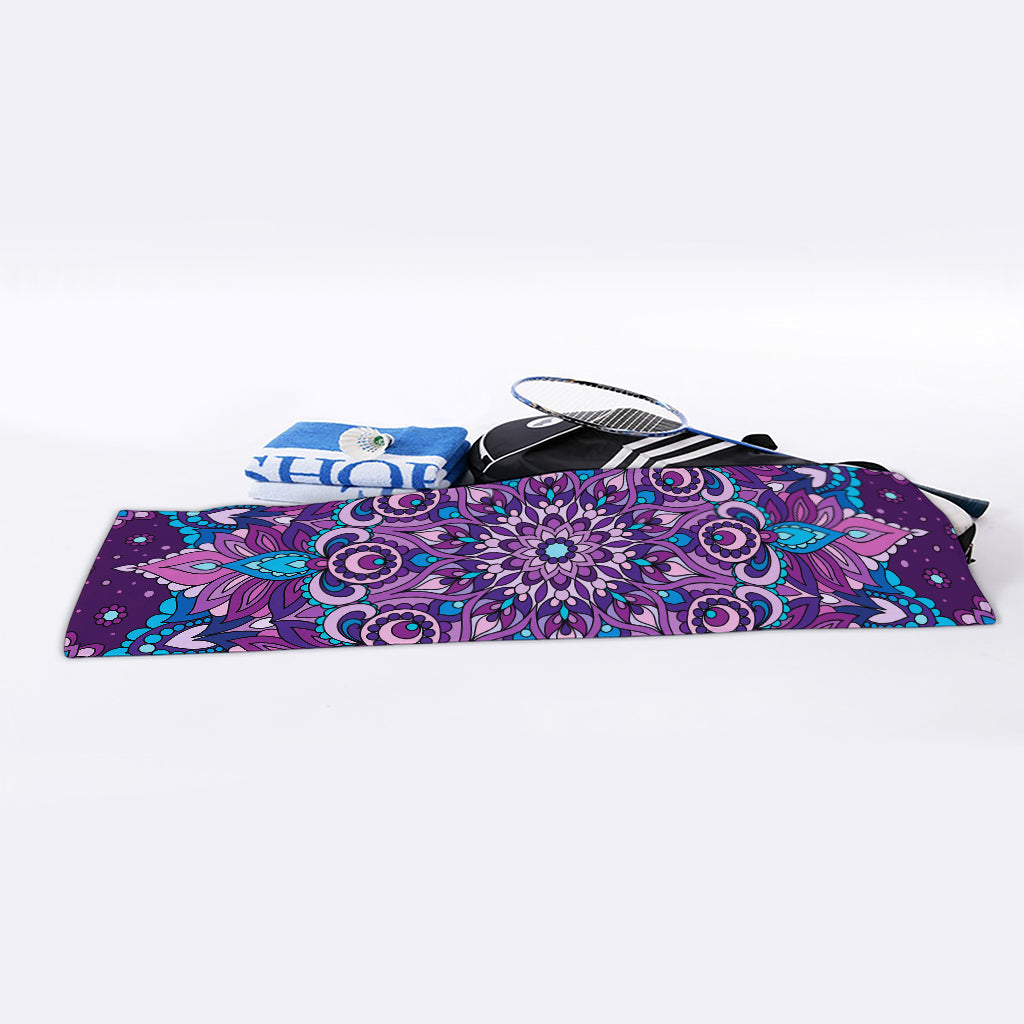 Purple And Blue Mandala Print Sports Towel