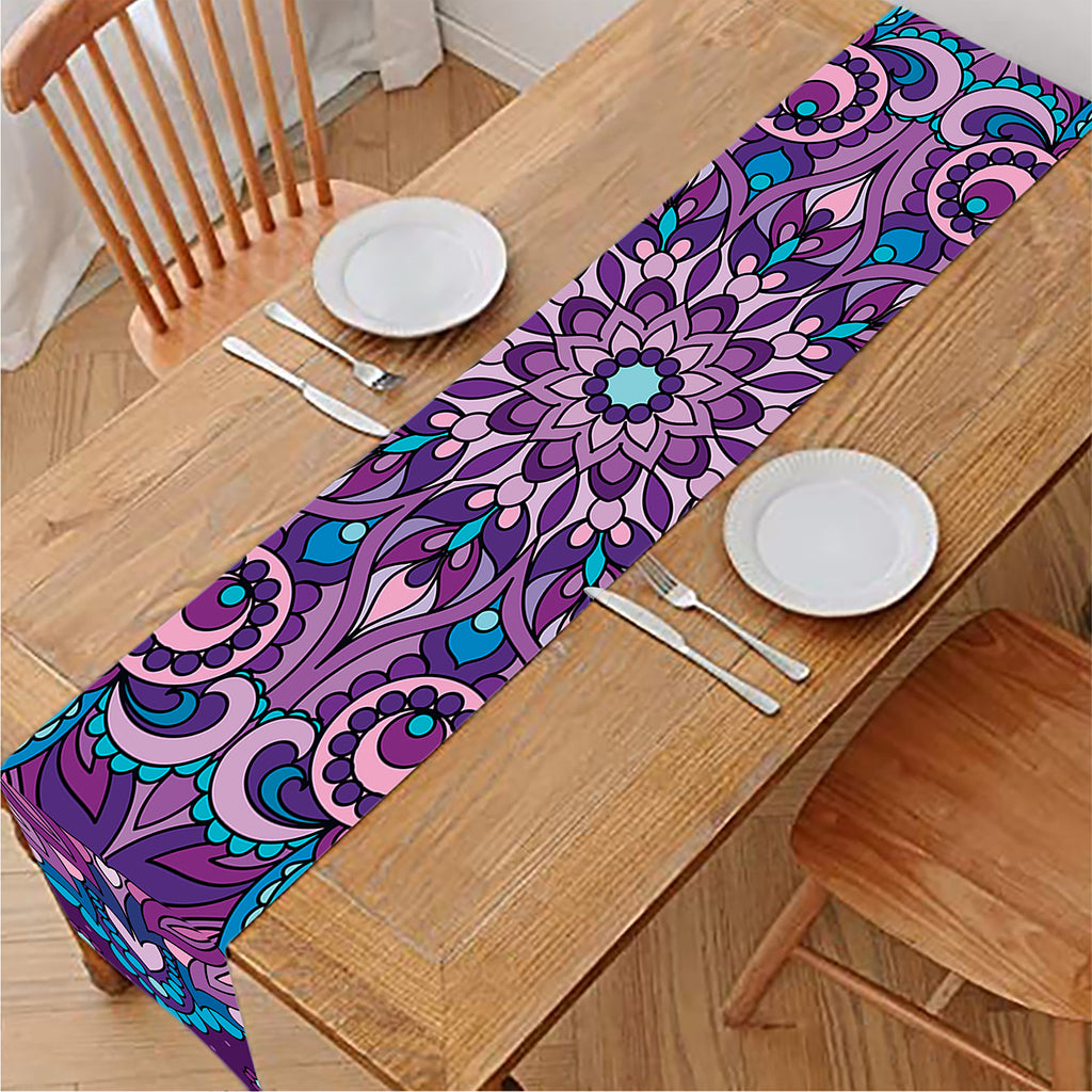 Purple And Blue Mandala Print Table Runner