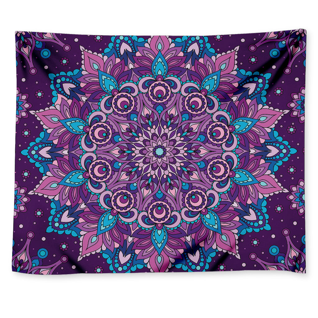 Purple And Blue Mandala Print Tapestry