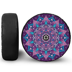 Purple And Blue Mandala Print Tire Cover With Camera Hole