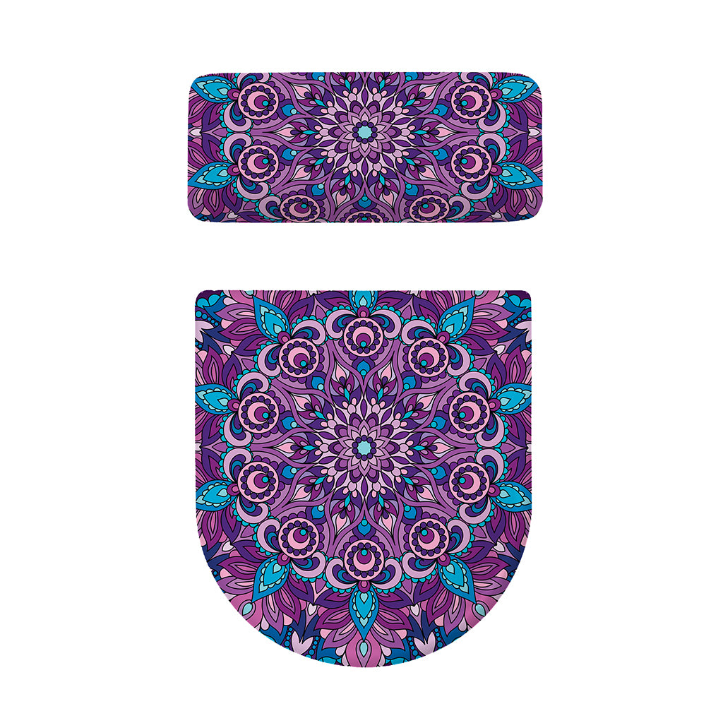 Purple And Blue Mandala Print Toilet Lid And Tank Cover Set