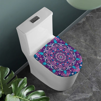 Purple And Blue Mandala Print Toilet Lid Cover