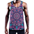 Purple And Blue Mandala Print Men's Workout Tank Top