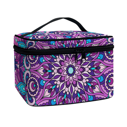 Purple And Blue Mandala Print Travel Makeup Bag