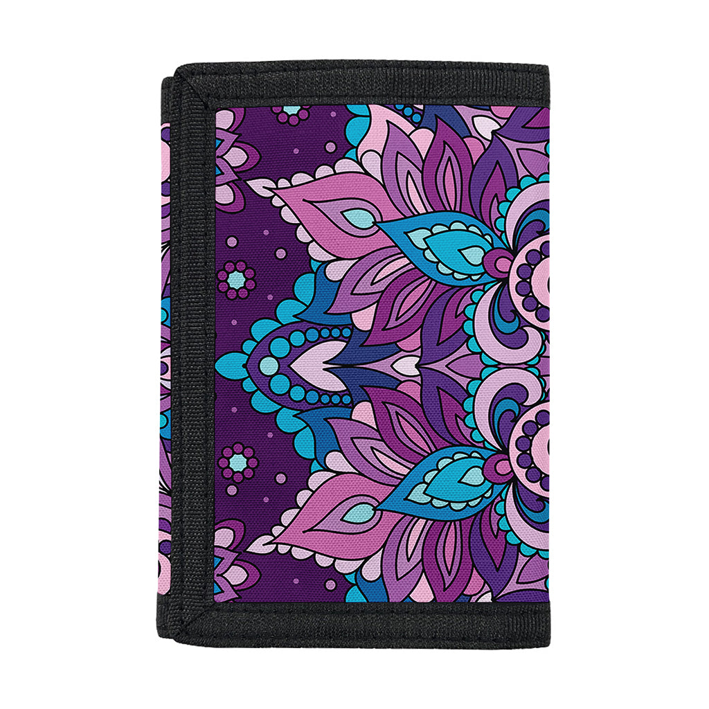 Purple And Blue Mandala Print Trifold Wallet