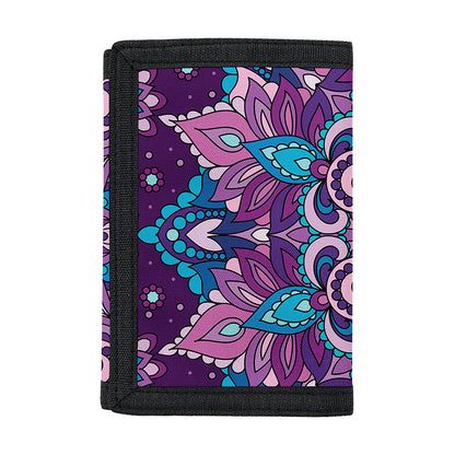 Purple And Blue Mandala Print Trifold Wallet