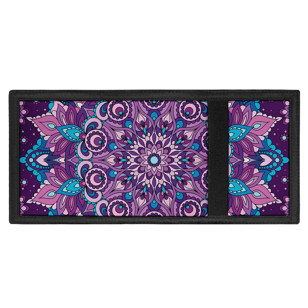 Purple And Blue Mandala Print Trifold Wallet
