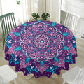 Purple And Blue Mandala Print Waterproof Round Tablecloth