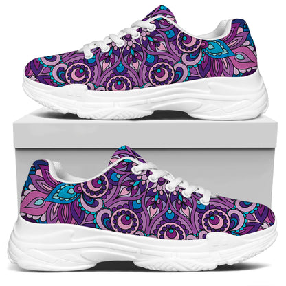 Purple And Blue Mandala Print White Chunky Shoes