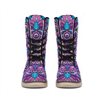 Purple And Blue Mandala Print Winter Boots
