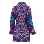 Purple And Blue Mandala Print Women's Bathrobe
