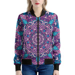 Purple And Blue Mandala Print Women's Bomber Jacket