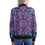 Purple And Blue Mandala Print Women's Bomber Jacket