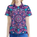 Purple And Blue Mandala Print Women's Polo Shirt