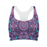 Purple And Blue Mandala Print Women's Sports Bra