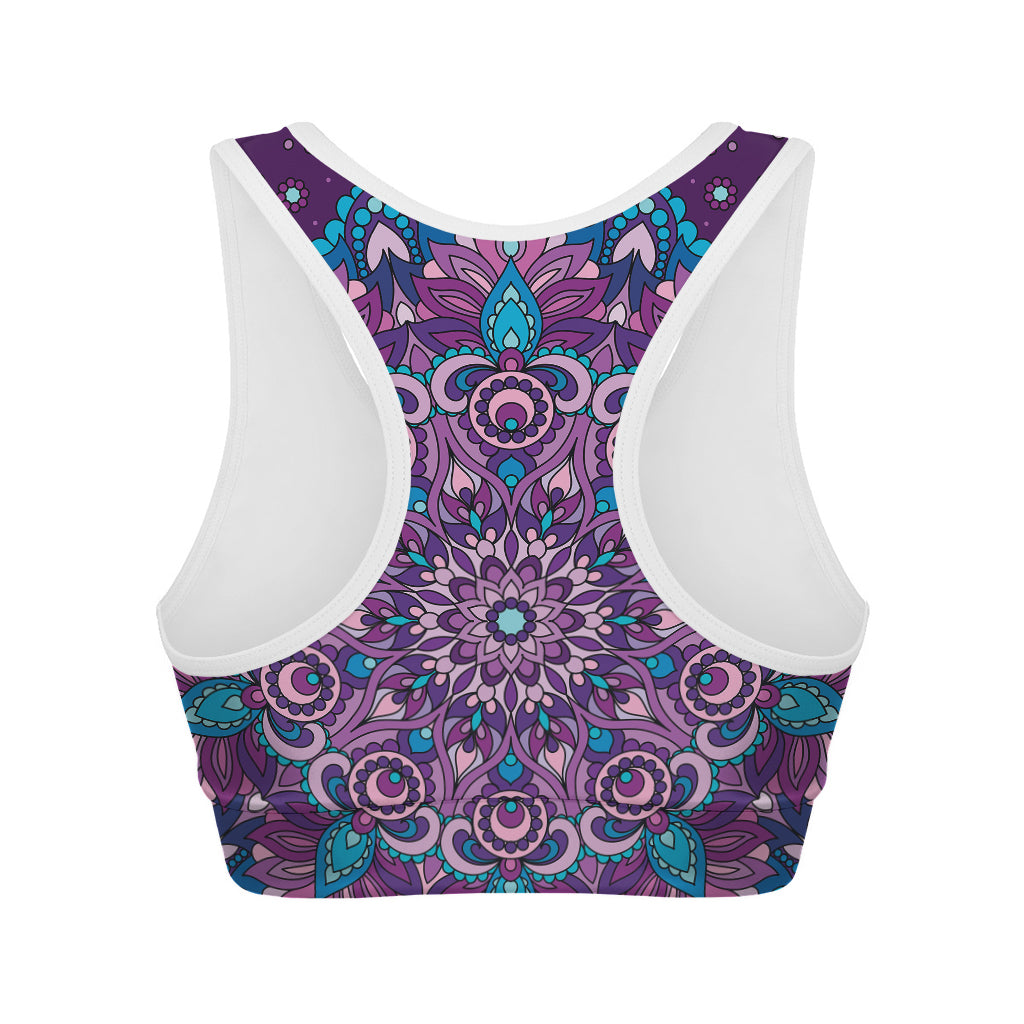 Purple And Blue Mandala Print Women's Sports Bra