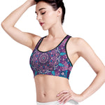 Purple And Blue Mandala Print Women's Sports Bra