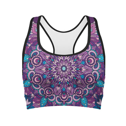 Purple And Blue Mandala Print Women's Sports Bra