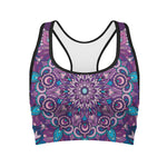 Purple And Blue Mandala Print Women's Sports Bra
