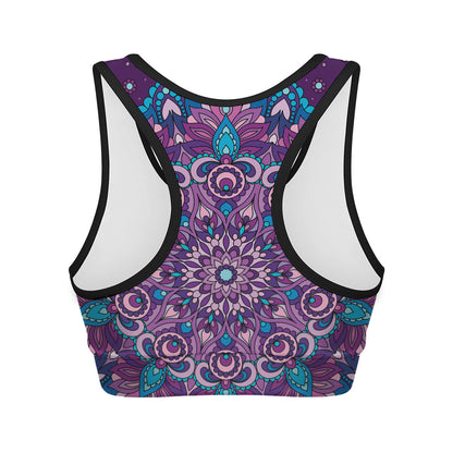 Purple And Blue Mandala Print Women's Sports Bra